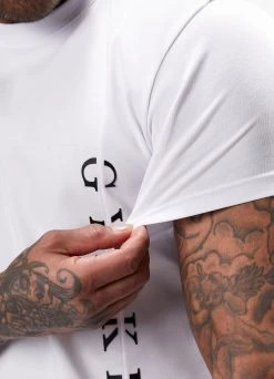 Gym King Split Linear Tee - White -Fit Wear Shop SPLITLINEARTEE JOGGER WHITEBLACKSST A2CR1TSB A2CRD57