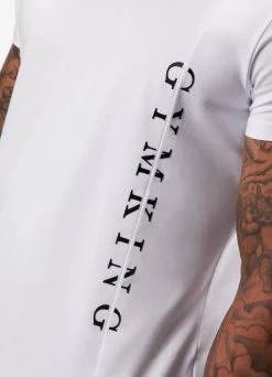 Gym King Split Linear Tee - White -Fit Wear Shop SPLITLINEARTEE JOGGER WHITEBLACKSST A2CR1TSB A2CRD58