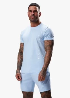 Gym King Split Linear Tee - Soft Blue -Fit Wear Shop SPLITLINEARTEE SHORT SOFTBLUESST A2CR4SHR A2CR815