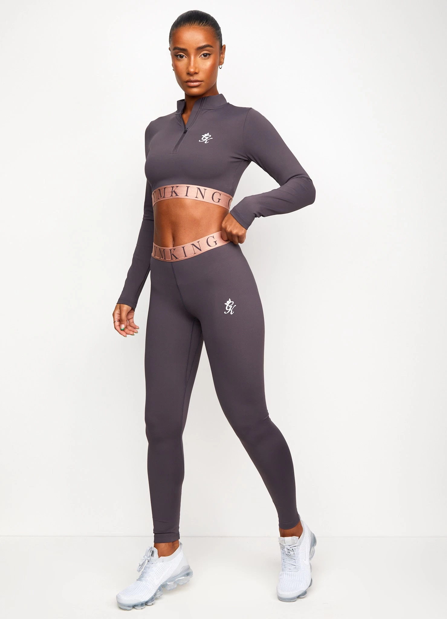 Gym King Impact 1/4 Zip Crop - Soft Slate/Peach 10 Gym King Impact 1/4 Zip Crop - Soft Slate/Peach - Image 8
