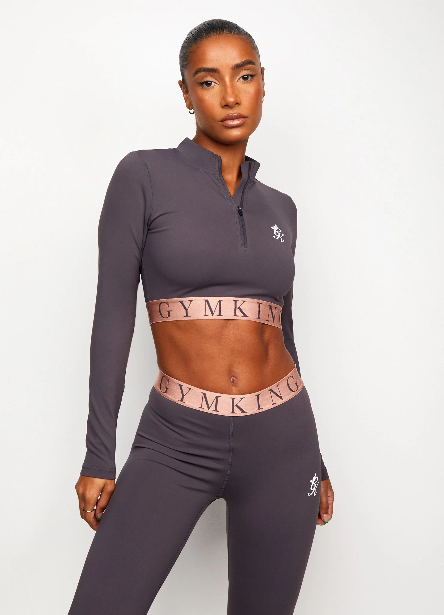 Gym King Impact 1/4 Zip Crop - Soft Slate/Peach 8 Gym King Impact 1/4 Zip Crop - Soft Slate/Peach - Image 6