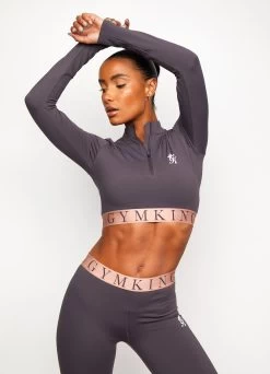 Gym King Impact 1/4 Zip Crop - Soft Slate/Peach 16 Gym King Impact 1/4 Zip Crop - Soft Slate/Peach -Fit Wear Shop SPORTIMPACTLS14ZIPCROP LEGGING SOFTSLATEPEACHWTT B24O6WLG A21BA 137