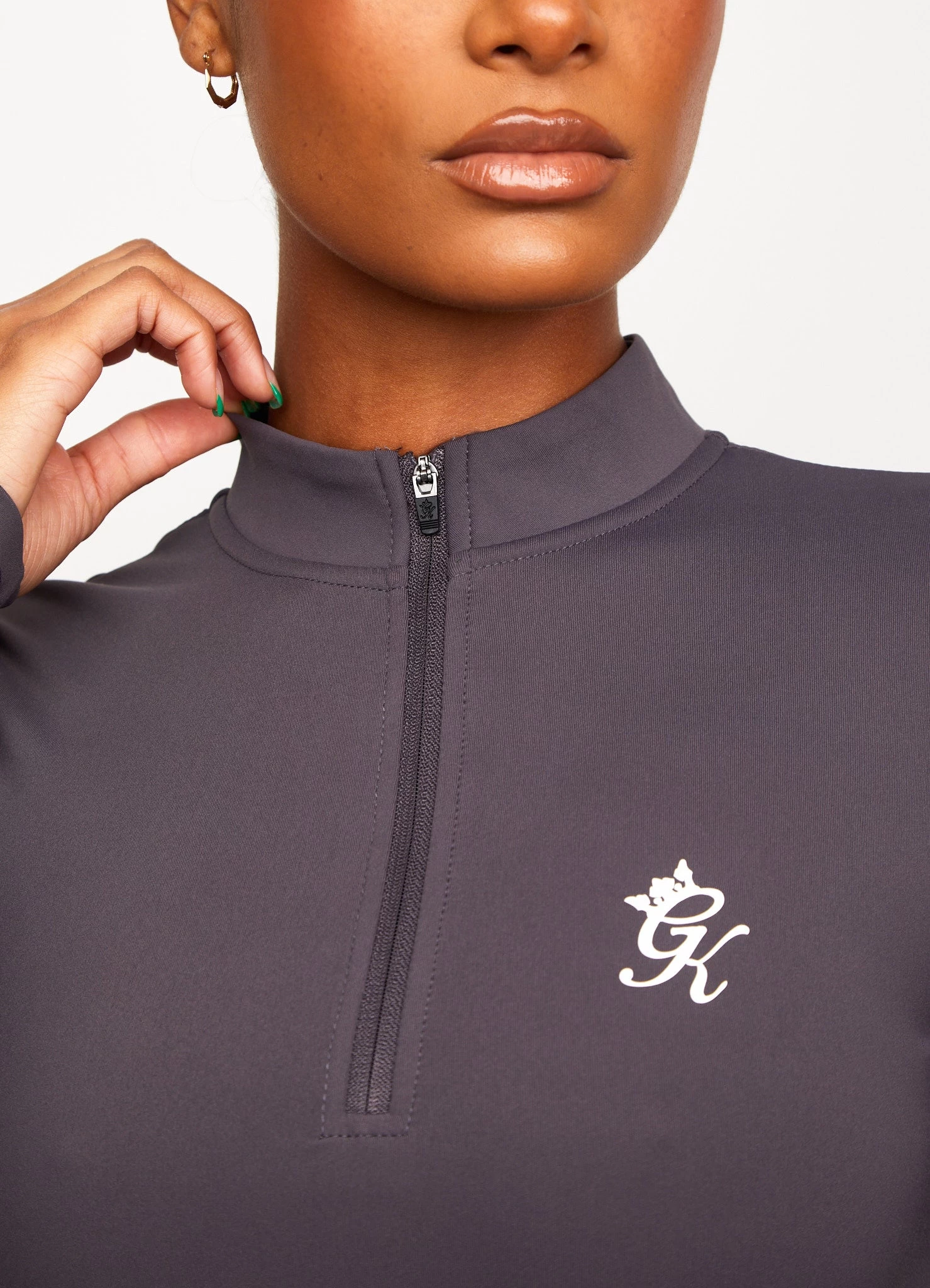 Gym King Impact 1/4 Zip Crop - Soft Slate/Peach 7 Gym King Impact 1/4 Zip Crop - Soft Slate/Peach - Image 5
