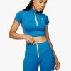 Gym King Stamina 1/4 Zip Crop Tee - Blue Sapphire/Lime -Fit Wear Shop STAMINA14ZIPCROPTEE CYCLESHORT SAPPHIREBLUELIMEWTT A27BVWSR A27C7 169