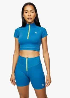 Gym King Stamina 1/4 Zip Crop Tee - Blue Sapphire/Lime 13 Gym King Stamina 1/4 Zip Crop Tee - Blue Sapphire/Lime -Fit Wear Shop STAMINA14ZIPCROPTEE CYCLESHORT SAPPHIREBLUELIMEWTT A27BVWSR A27C7 170