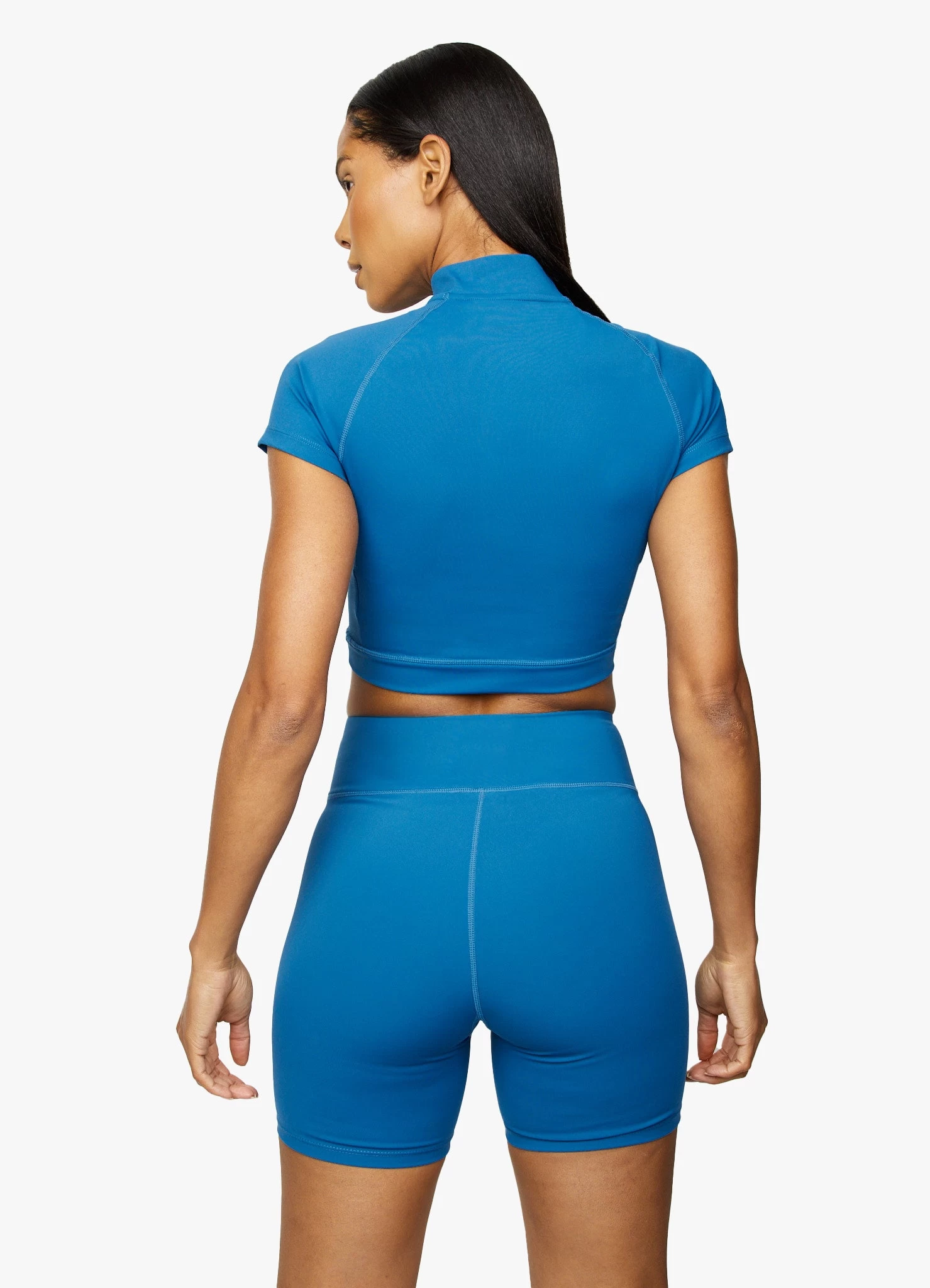 Gym King Stamina 1/4 Zip Crop Tee - Blue Sapphire/Lime 5 Gym King Stamina 1/4 Zip Crop Tee - Blue Sapphire/Lime - Image 3