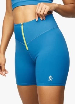 Gym King Stamina Zip Front Cycle Short - Blue Sapphire/Lime -Fit Wear Shop STAMINA14ZIPCROPTEE CYCLESHORT SAPPHIREBLUELIMEWTT A27BVWSR A27C7 175