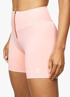 Gym King Stamina Zip Front Cycle Short - Blush Pink/Chilli Red -Fit Wear Shop STAMINATEXTURERACERBACKBRA CYCLESHORT BLUSHPINKCHILLIREDWBT A27C0WSR A27C5 185