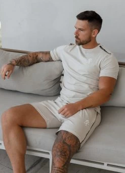 Gym King Taped Jersey Short - Light Stone 17 Gym King Taped Jersey Short - Light Stone -Fit Wear Shop TAPE STONE JERSEY