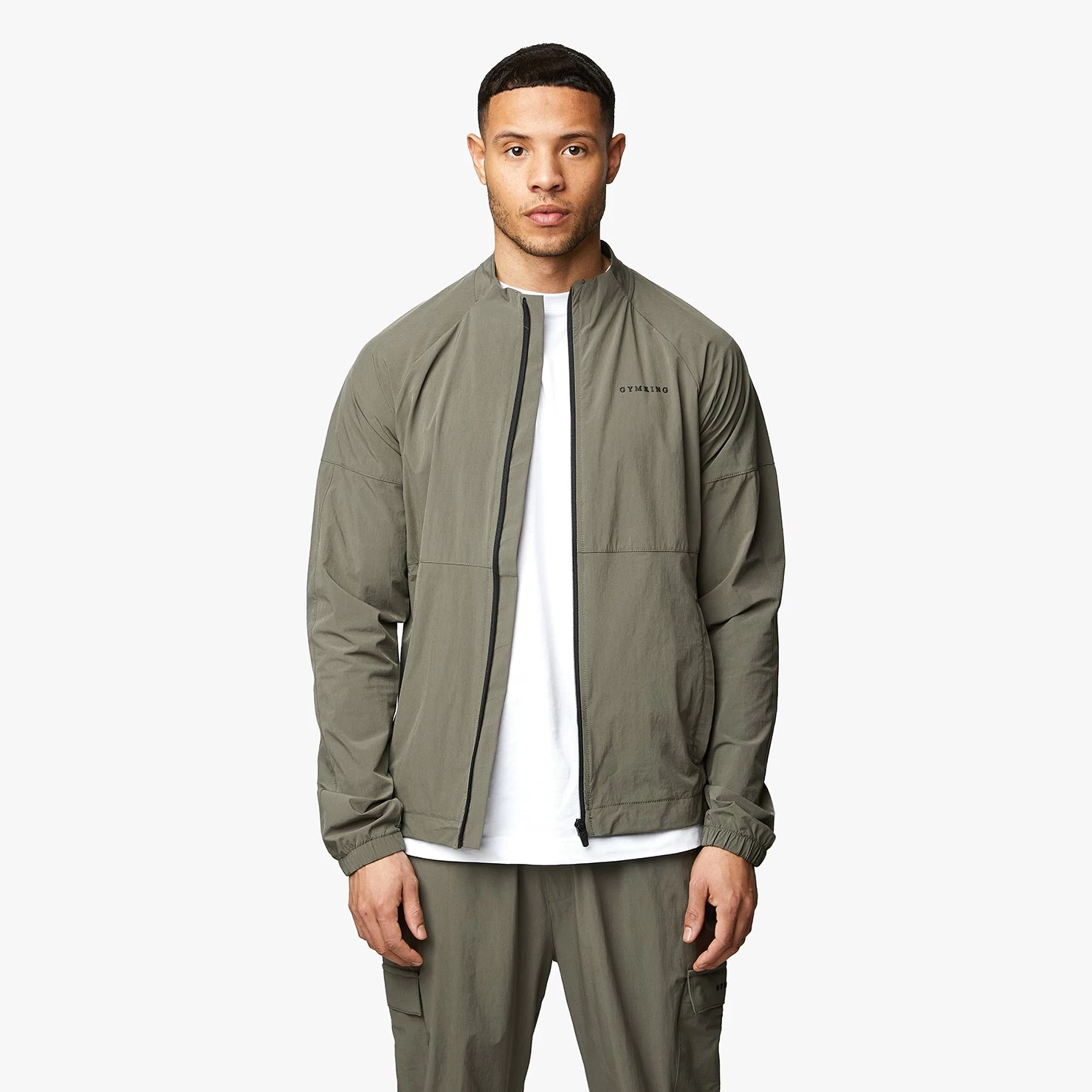 Gym King Utility Woven Bomber - Olive 4 Gym King Utility Woven Bomber - Olive - Image 2