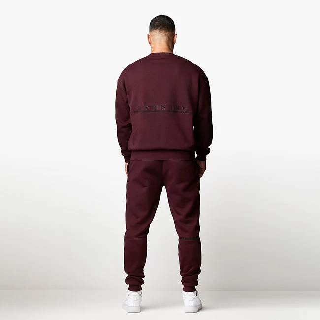 Gym King Outline Print Crew Tracksuit - Burgundy 4 Gym King Outline Print Crew Tracksuit - Burgundy - Image 2
