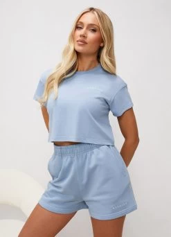 Gym King Shadow Cropped Tee - Powder Blue