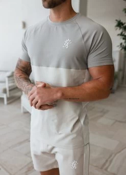 Gym King Contrast Panel Jersey Tee - Light Stone/Taupe/White -Fit Wear Shop contrast taupe2