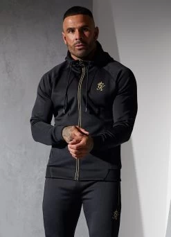Gym King Full Zip Poly Hood - Black/Gold -Fit Wear Shop poly blkgold2