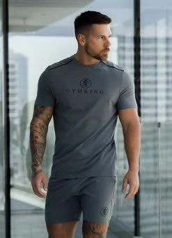 Gym King Pro Logo Tee V2 - Fossil Grey -Fit Wear Shop progrey