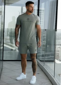 Gym King Pro Logo Short V2 - Khaki -Fit Wear Shop provs3