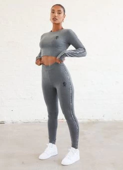 Gym King Results Tape Longsleeve Crop - Mid Grey Marl -Fit Wear Shop results tape midgrey3