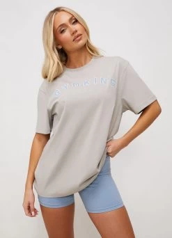 Gym King Shadow Boyfriend Tee - Dove Grey