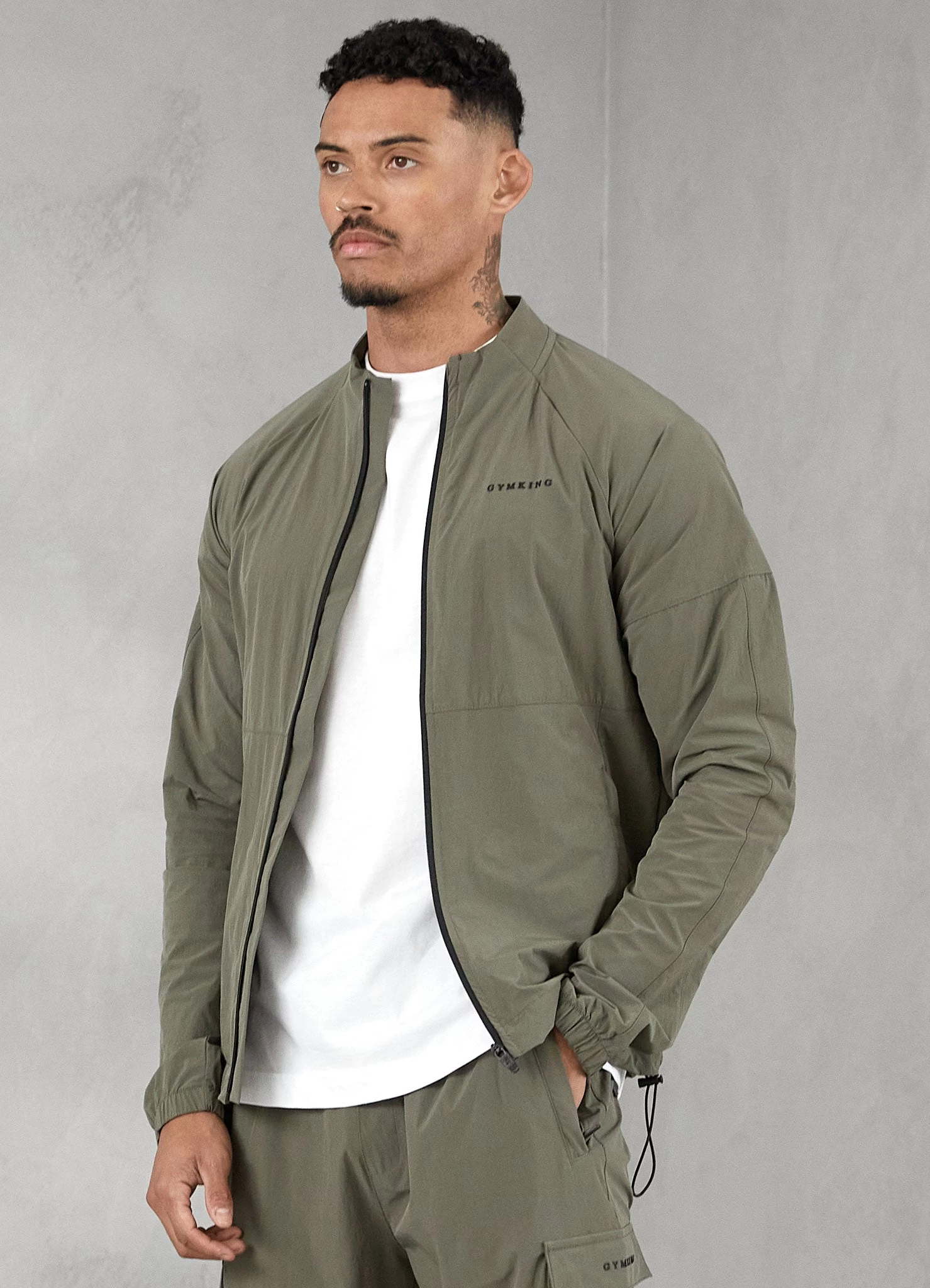 Gym King Utility Woven Bomber - Olive 5 Gym King Utility Woven Bomber - Olive - Image 3