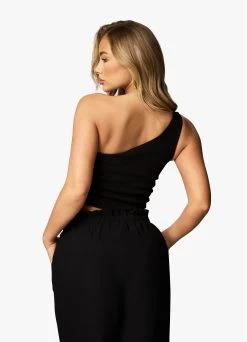 Gym King Asymmetric Crop - Black 23 Gym King Asymmetric Crop - Black -Fit Wear Shop y